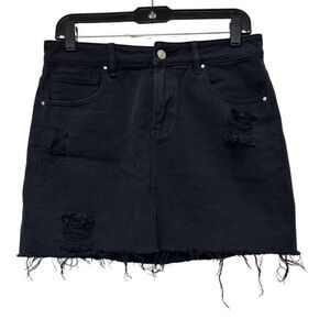 PacSun Black Denim Distressed Skirt Size 27